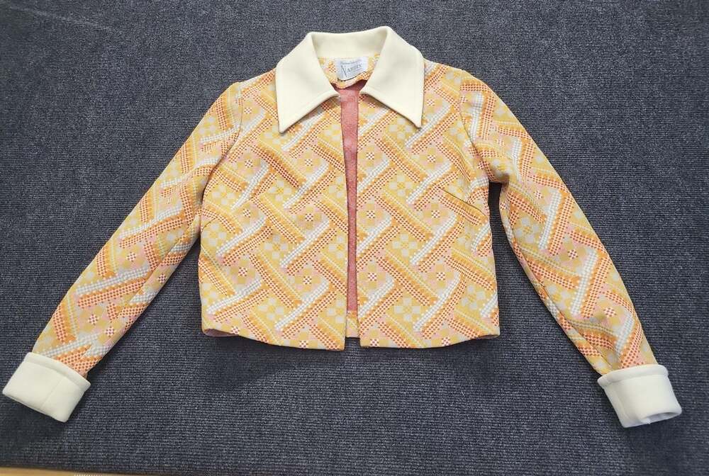 Vintage 1970s Nardis of Dallas Geometric Print Mod Jacket